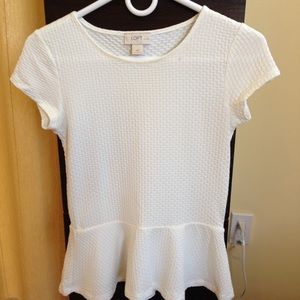 LOFT petite white peplum stretch top 😍