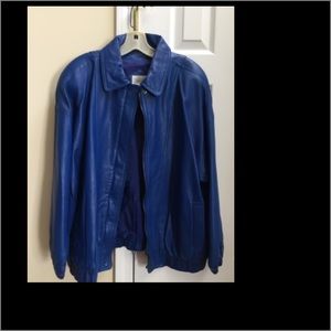 Reduced! Vintage blue leather jacket sz Large