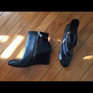 Michael Kors Leather Wedge Ankle Boots