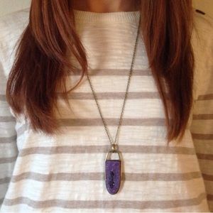 Charming Charlie Geode Stone Pendant Necklace