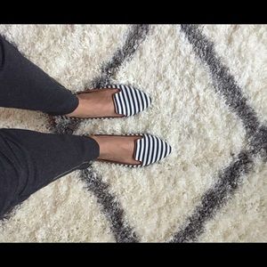 Striped blue and white flats