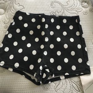 Faded black and white polka dot shorts