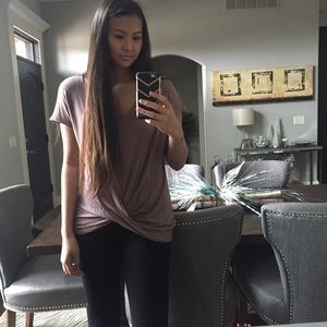 Twisted Hem Mocha Top
