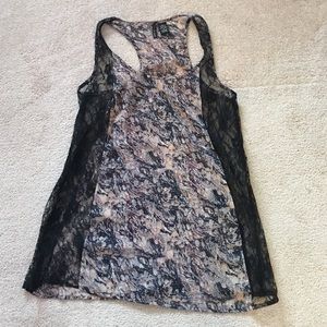 Sheer racer back tunic with lace side panel