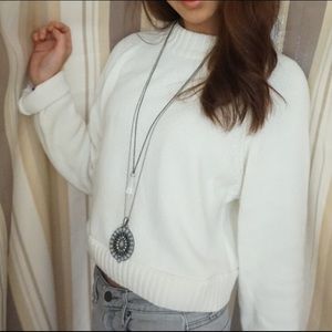 Vintage White Cropped Sweater