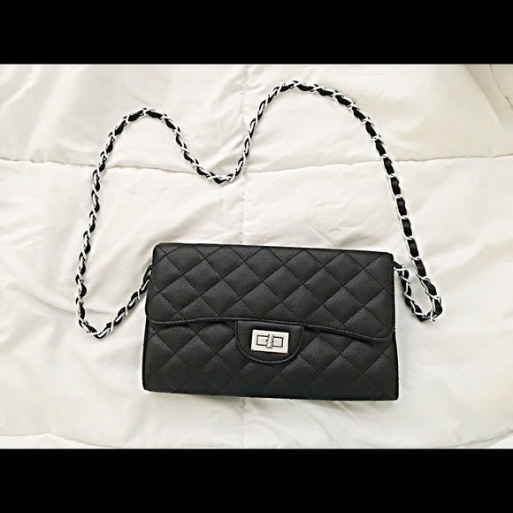 Black quilted crossbody/clutch bag