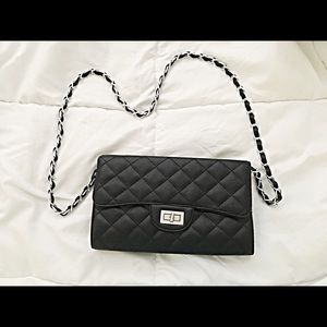 Black quilted crossbody/clutch bag