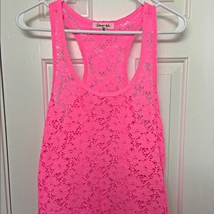 Hot pink and green racer back top