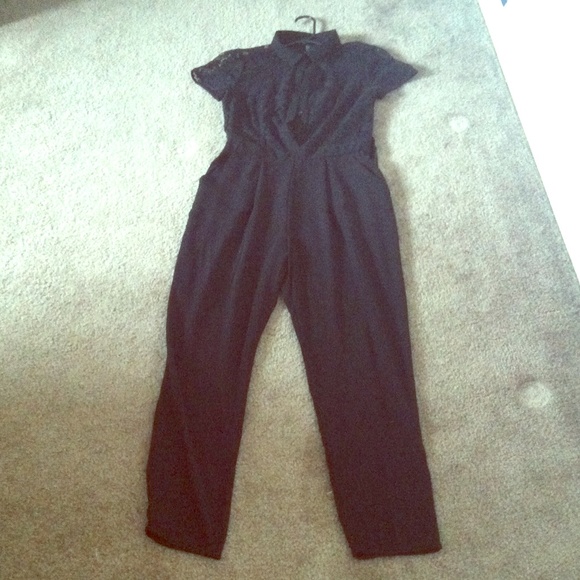 Black lace top romper