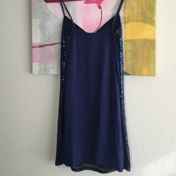 Silence + Noise. Navy. Short Mini Sequin Dress. - Picture 2 of 4