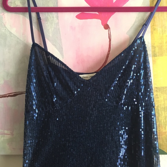 Silence + Noise. Navy. Short Mini Sequin Dress. - Picture 4 of 4