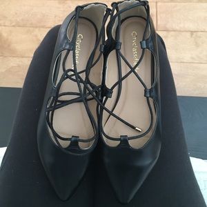 Tie up black flats
