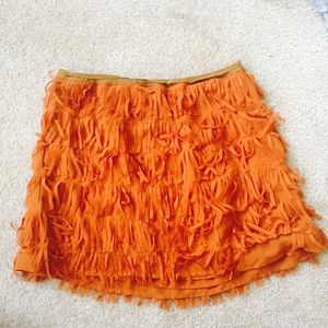 Festival Style Burnt Orange Fringe LF Skirt
