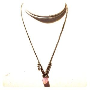 NWT Mini Pink Heart Statement Necklace