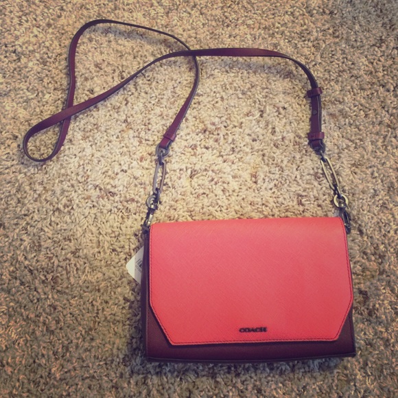 Coach Handbags - -pink and maroon (authentic) coach crosstown-