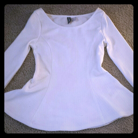 H&M White Peplum Long Sleeve