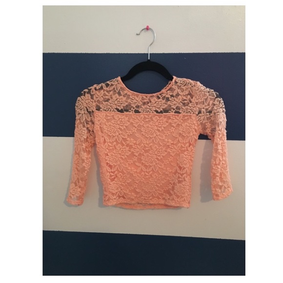 Blue and pink lace crop top