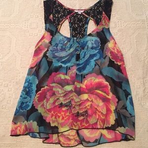 Sheer floral tank top