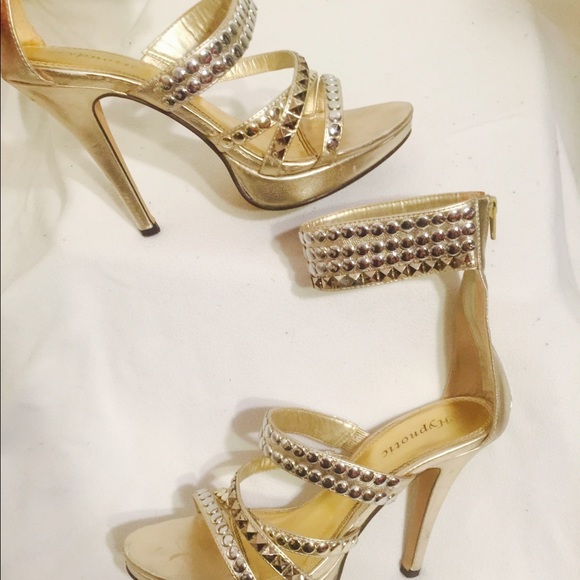 Gold studded stilettos