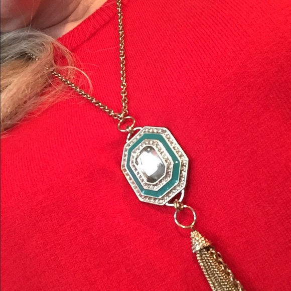 Pendant necklace - teal and sparkle