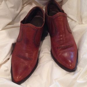 Brown leather shoe boots
