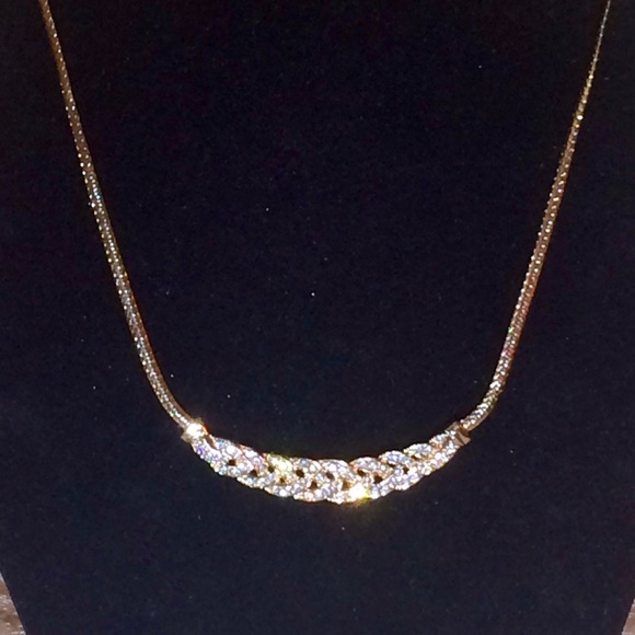 HOLIDAY SALE!Crystal and Gold Plated Necklace - Picture 2 of 4