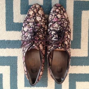 Brown Floral Oxfords