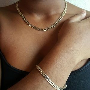 14k Gold Italian necklace and bracelet