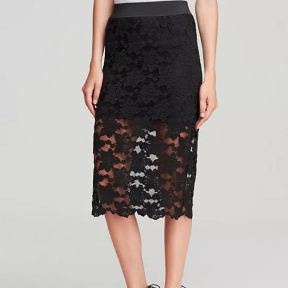 FREE PEOPLE BLACK LACE PENCIL SKIRT NWT - Picture 2 of 4