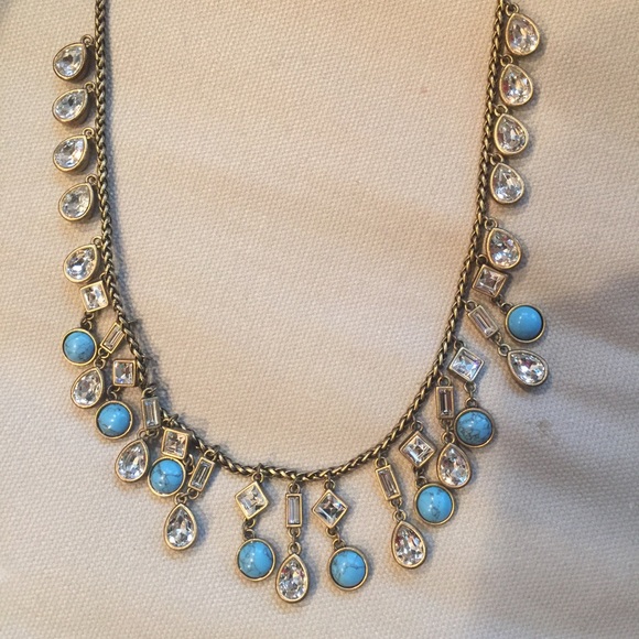 Gorgeous turquoise and gold and crystal necklace