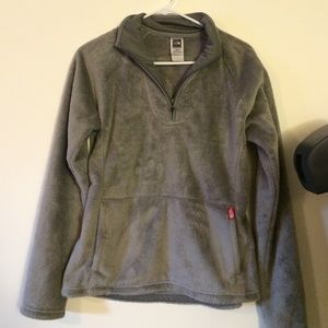 Grey half zip up fleece Northface jacket
