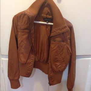 Tan faux leather jacket