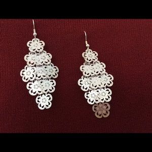 Gorgeous silver flower chandelier earrings