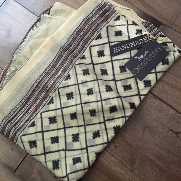  HP 100% Wool Cream Beige Scarf Handmade India - Picture 4 of 4