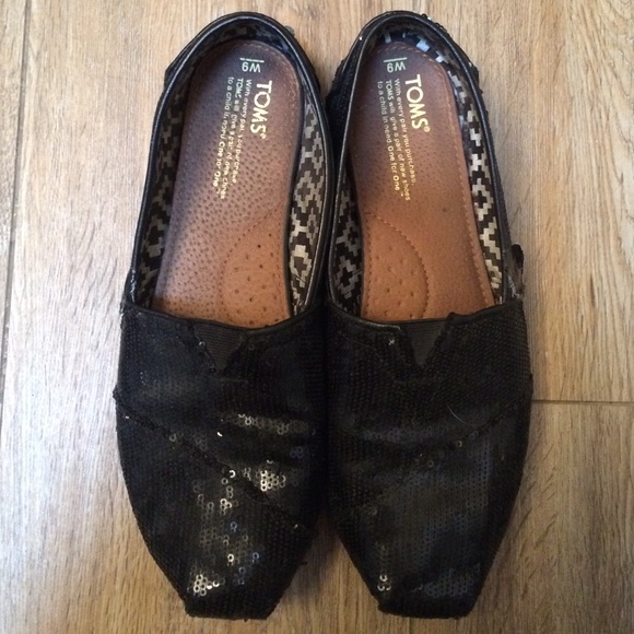 Black sparkly TOMS