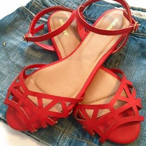 Red Geometric Sandals