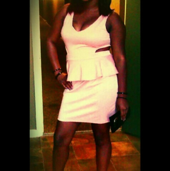 Peplum pink cocktail dress
