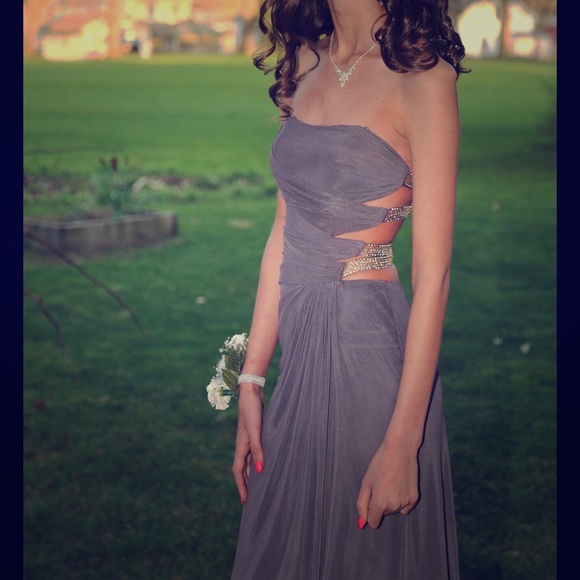 Long grey dress with sparkles