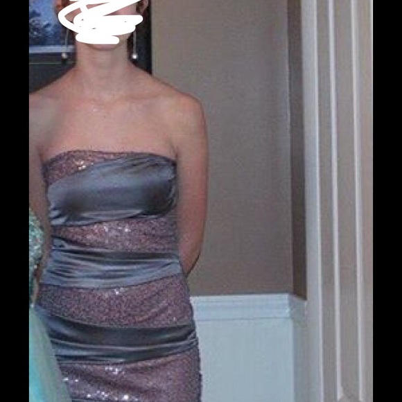 Grey and sparkly pink cocktail dress