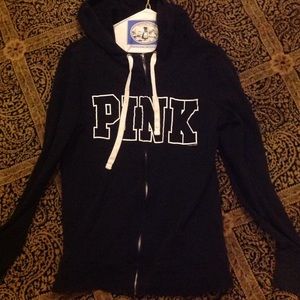 Pink Black Zip Up Hoodie
