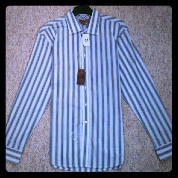 NWT Striped Dress Shirt "Blue" by Pronto Uomo