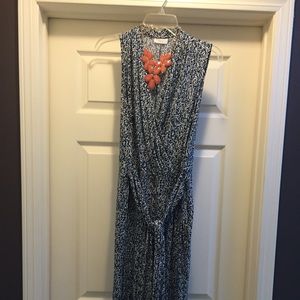 Blue and white patterned jumpsuit