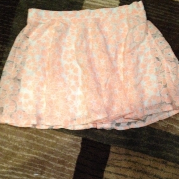 Pink and White Floral Skater Skirt
