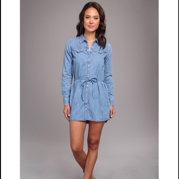 NWOT Denim pearl snap dress