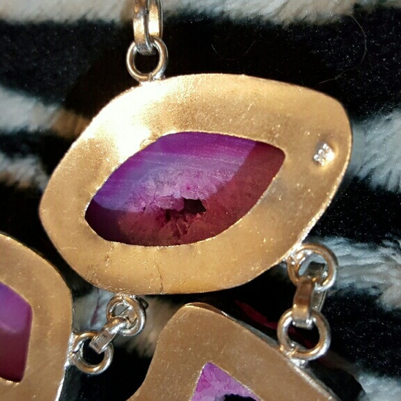 DRUSY AGATE+DRUSY DRUZY SILVER NECKLACE 19 1/2" - Picture 4 of 4