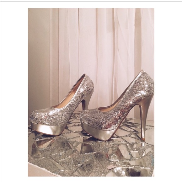 Silver sparkly heels