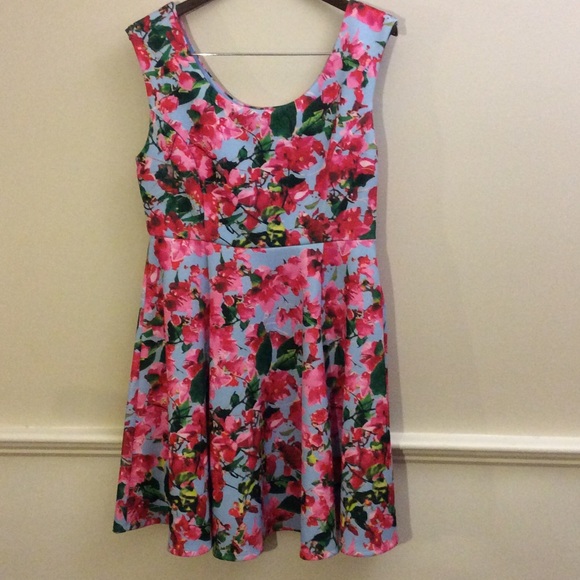 Milly For Design Floral Ballet Neck Dress