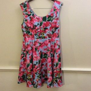 Milly For Design Floral Ballet Neck Dress