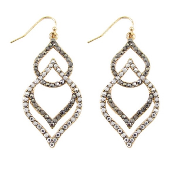 Smoky and Silver Double Lotus Earrings