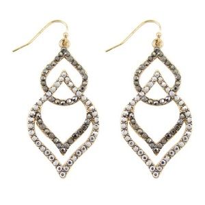 Smoky and Silver Double Lotus Earrings